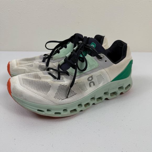 ON Cloudstratus Women Running Shoes White Green Orange Athletic Sneakers US W 10